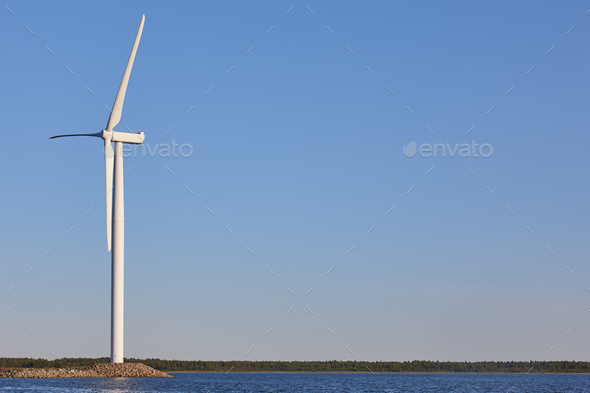 Windmill in the baltic sea. Renewable clean and green energy. Finland