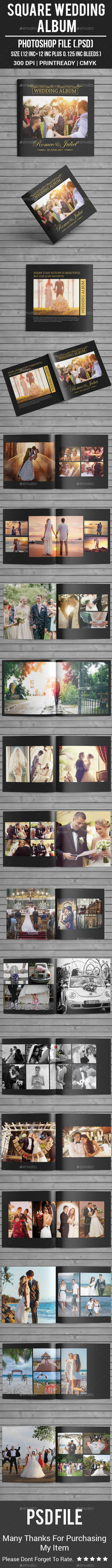 Square Wedding Album - Photo Albums Print Templates