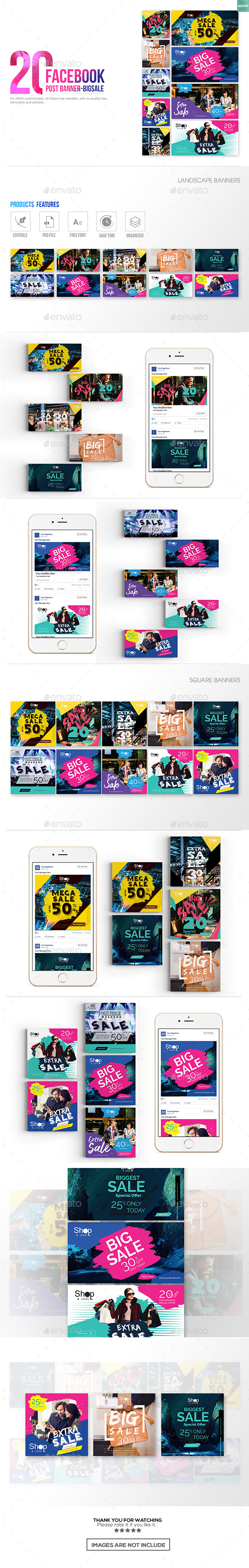 20 Facebook Post Banner - Big Sale - Miscellaneous Social Media