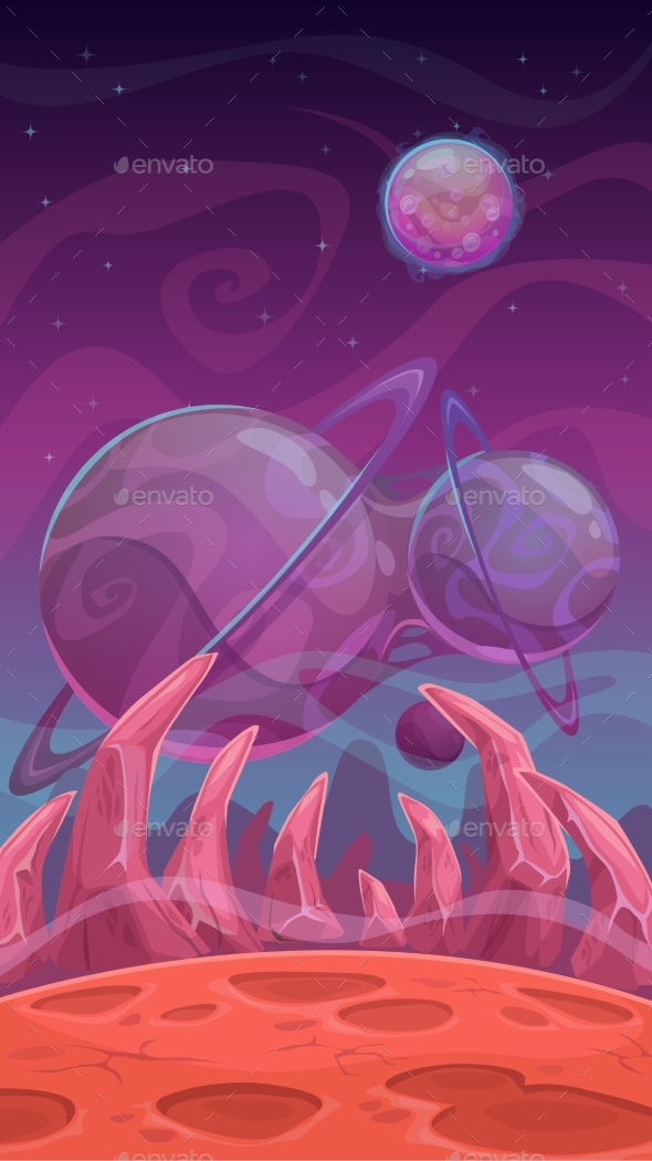 Cartoon Fantasy Space Landscape - Landscapes Nature