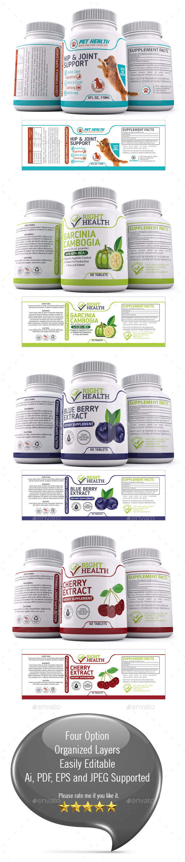 Supplement Label Template Vol 26 - Packaging Print Templates