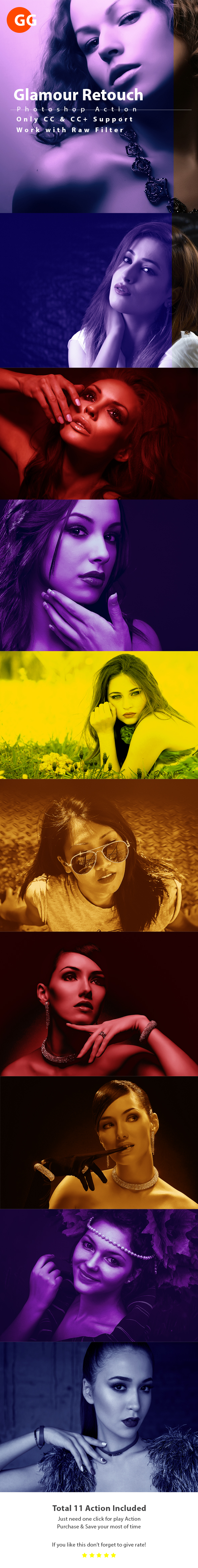 Glamour Retouch Photoshop Action - Photo Effects Actions