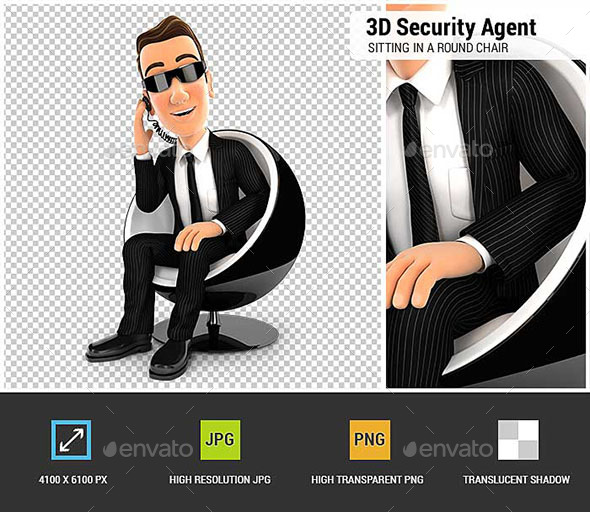 GraphicRiver 3D Security Agent Sitting in a Round Chair 20681772 GraphicRiver 3D Security Agent Sitting in a Round Chair 20681772