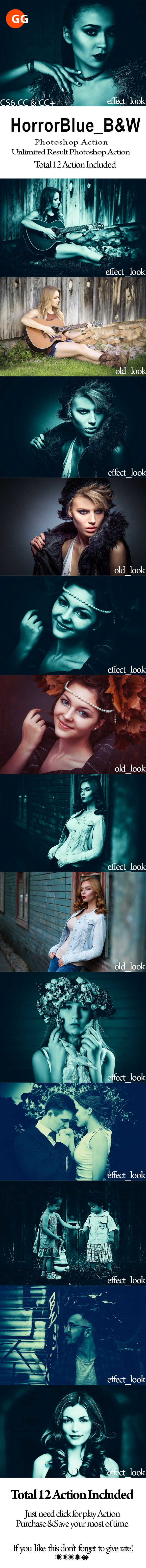 Horror Blue B&W Photoshop Action - Photo Effects Actions