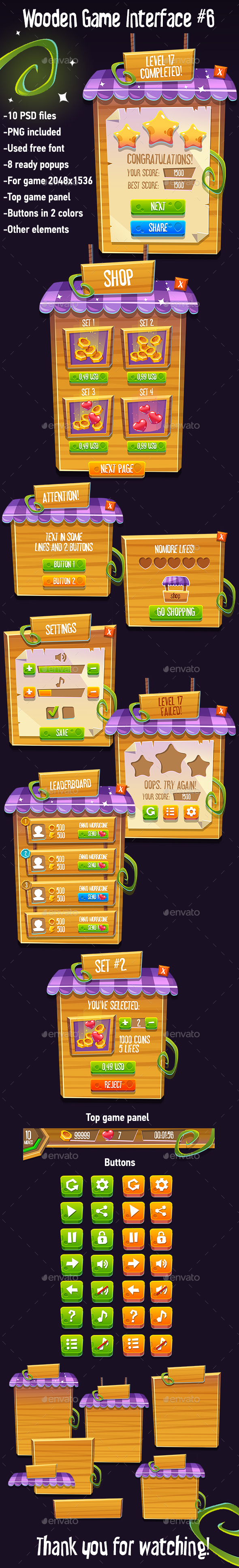 Wooden Game Interface #6 - User Interfaces Game Assets