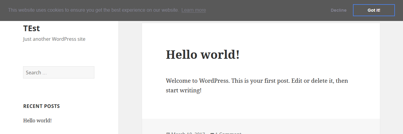 Complemento de alerta de cookies de WordPress - 2