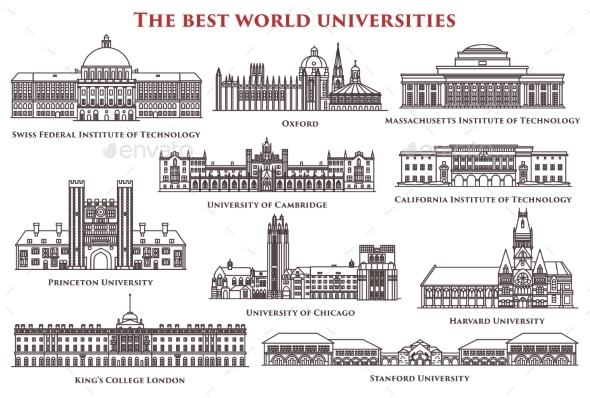 Set of Isolated University and Institute Colleges - Buildings Objects