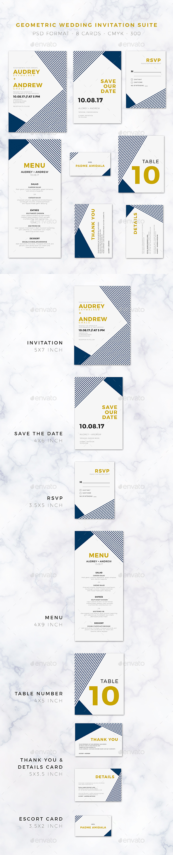 Geometric Wedding Invitation Suite - Weddings Cards & Invites