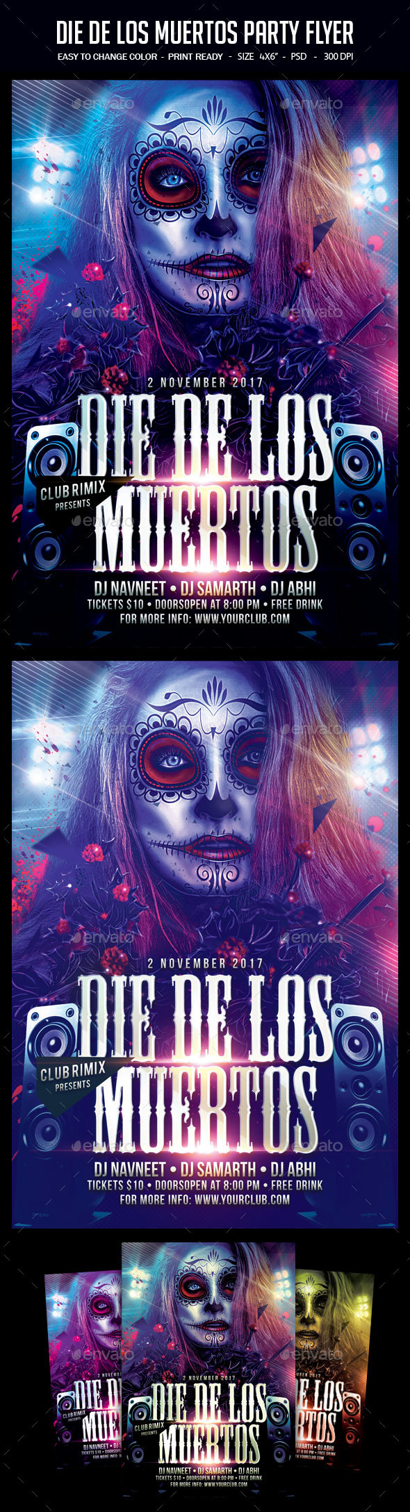 Dia De Los Muertos Party Flyer - Clubs & Parties Events