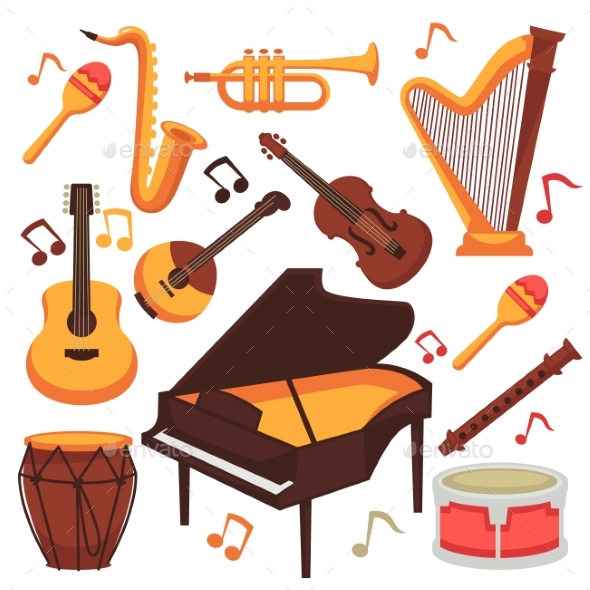 Musical Instruments and Music Notes Vector by Sonulkaster | GraphicRiver