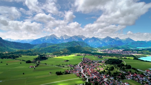 Panorama From the Air Forggensee and Schwangau, Germany, Bavaria alt