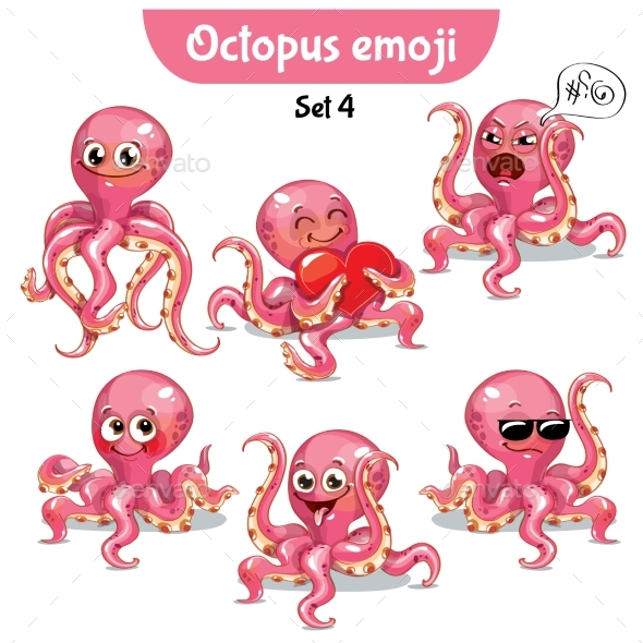 GraphicRiver Vector Set of Cute Octopus Characters Set 4 20684316 GraphicRiver Vector Set of Cute Octopus Characters Set 4 20684316