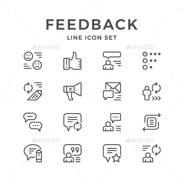 Set Line Icons of Feedback - Web Icons
