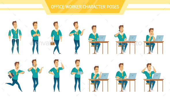 GraphicRiver Office Worker Male Poses Set 20685801
