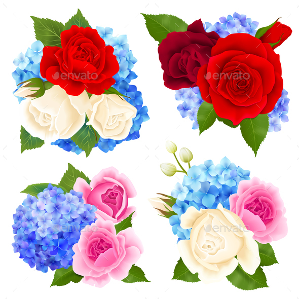 GraphicRiver Rose Bouquet Concept Icons Set 20685898