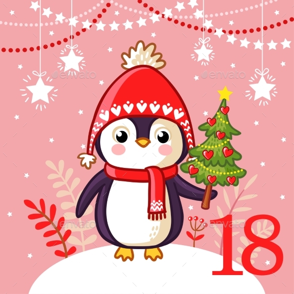 Penguin with Christmas Tree - Christmas Seasons/Holidays