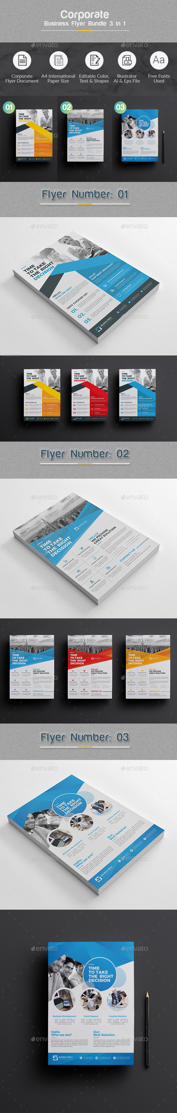 Corporate Flyer Bundle 3 in 1 - Corporate Flyers