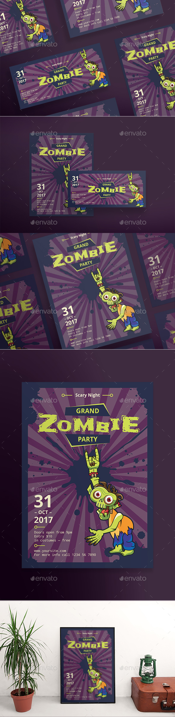 Grand Zombie Party Flyers - Clubs & Parties Events