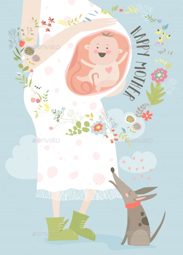 GraphicRiver Pregnancy Concept Card in Cartoon Style 20687617 GraphicRiver Pregnancy Concept Card in Cartoon Style 20687617