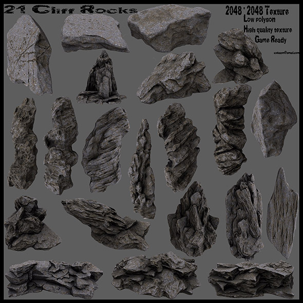 cliff rocks set - 3Docean 20687891