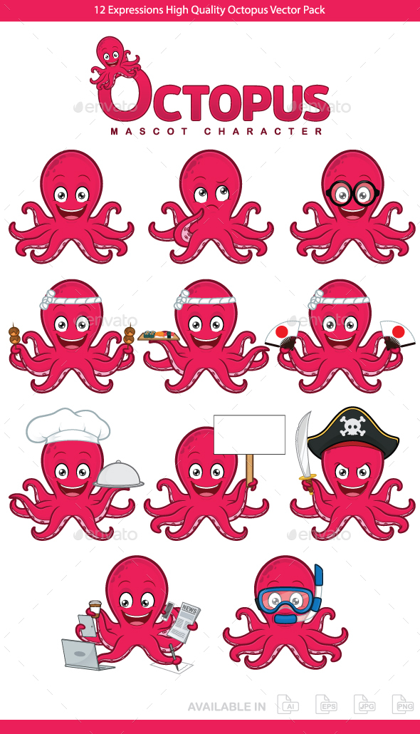 GraphicRiver Octopus Mascot Character 20688306 GraphicRiver Octopus Mascot Character 20688306