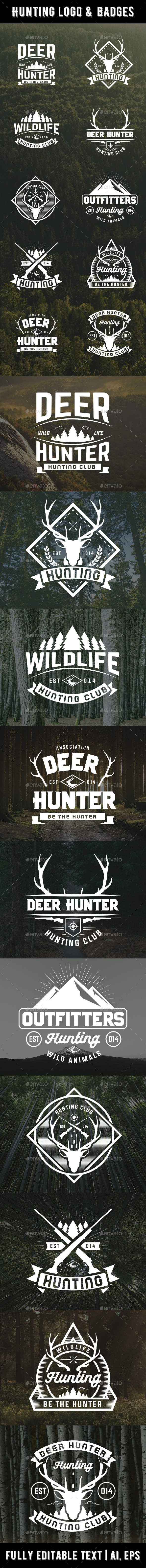 10 Hunting Logo and Badges - Badges & Stickers Web Elements