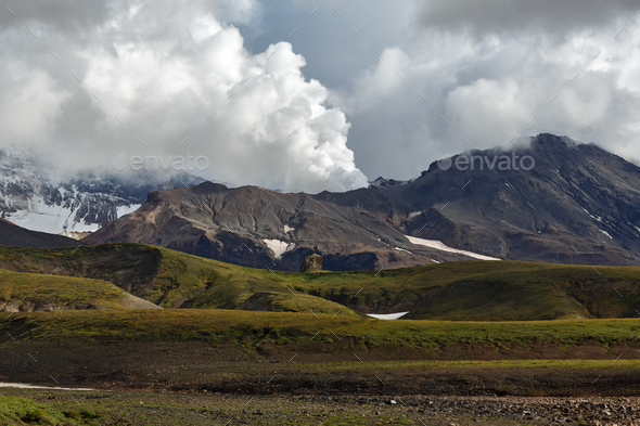 Beautiful View of Active Mutnovsky Volcano. Kamchatka, Russia - Stock Photo - Images