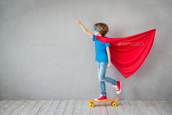 Child pretend to be superhero - Stock Photo - Images