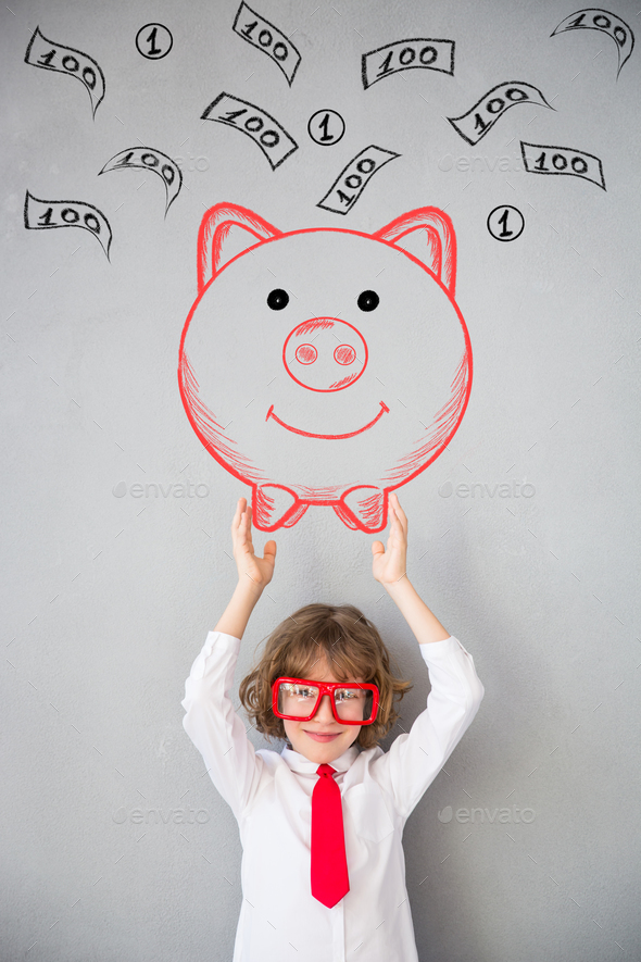 Child pretend to be businessman - Stock Photo - Images