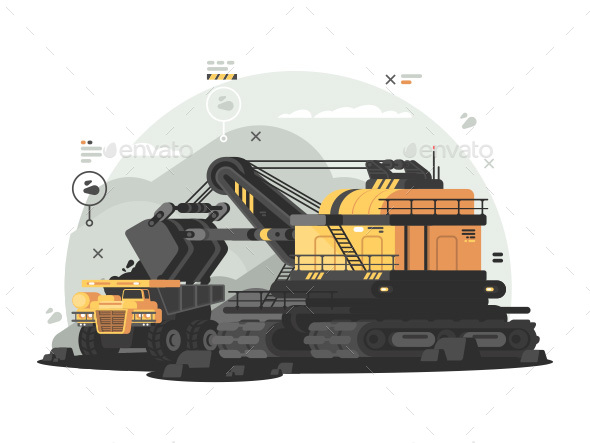 Heavy Machinery for Coal Mining - Objects Vectors