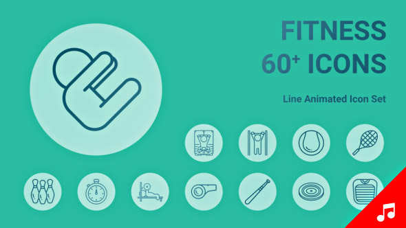 Fitness Sport Gym healthy Fit Animation - Line Icons and Elements
