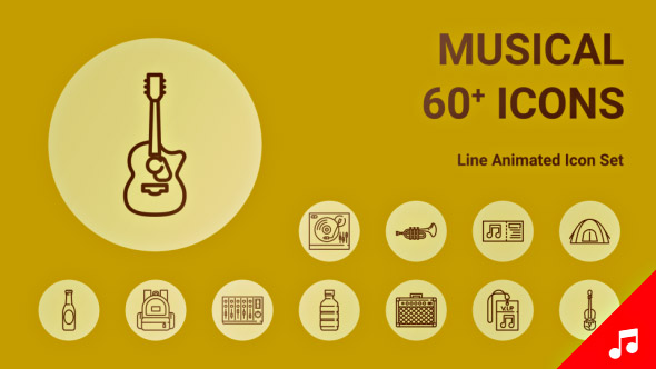 Instrument Music Device Sound Musical Animation - Line Icons and Elements