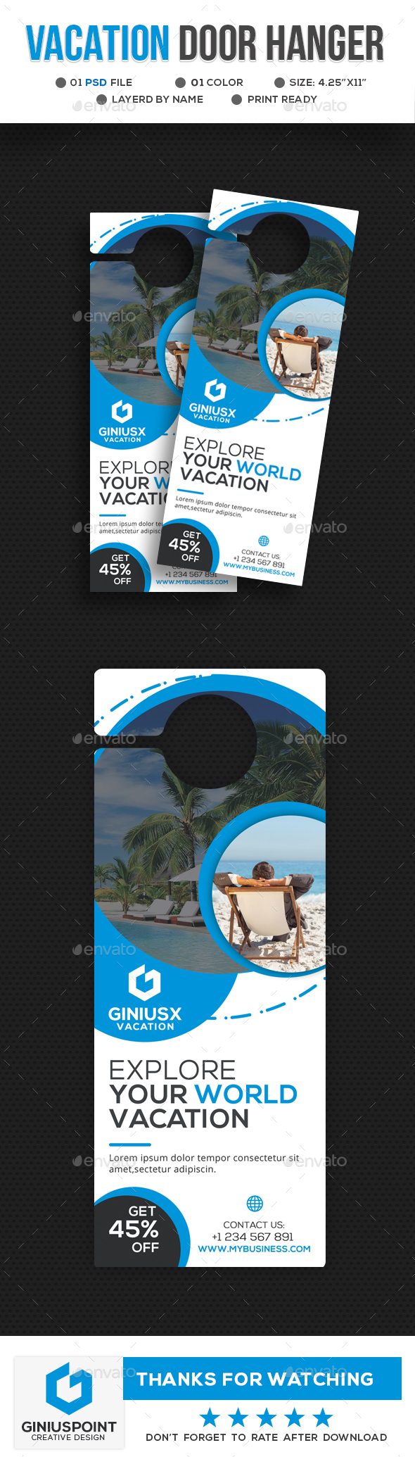 Vacation Door Hanger - Miscellaneous Print Templates