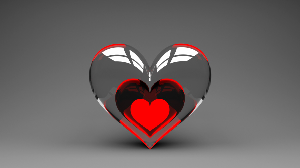 Glass Heart with Red