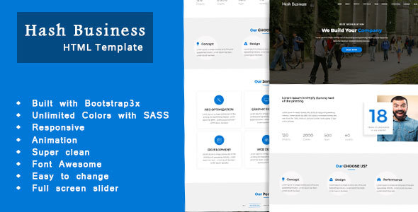 Extraordinary Hashbus  - One Page Corporate and Business Template