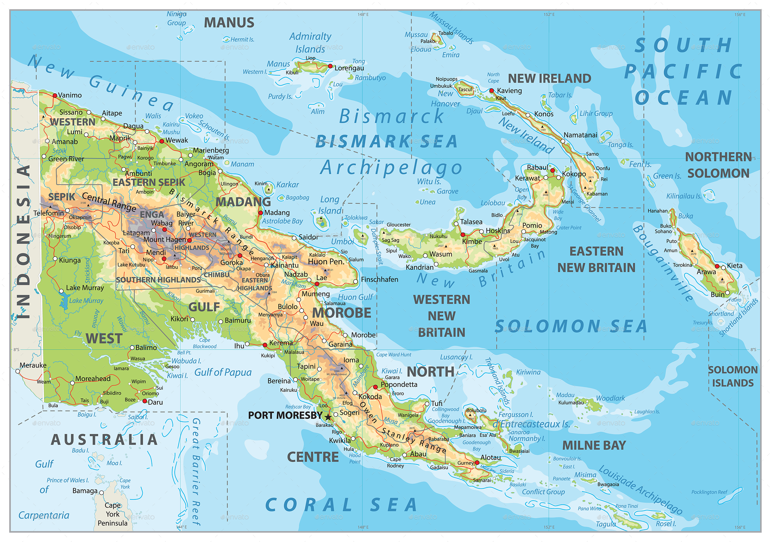 Physical Map Of Papua New Guinea Ezilon Maps Porn Sex Picture