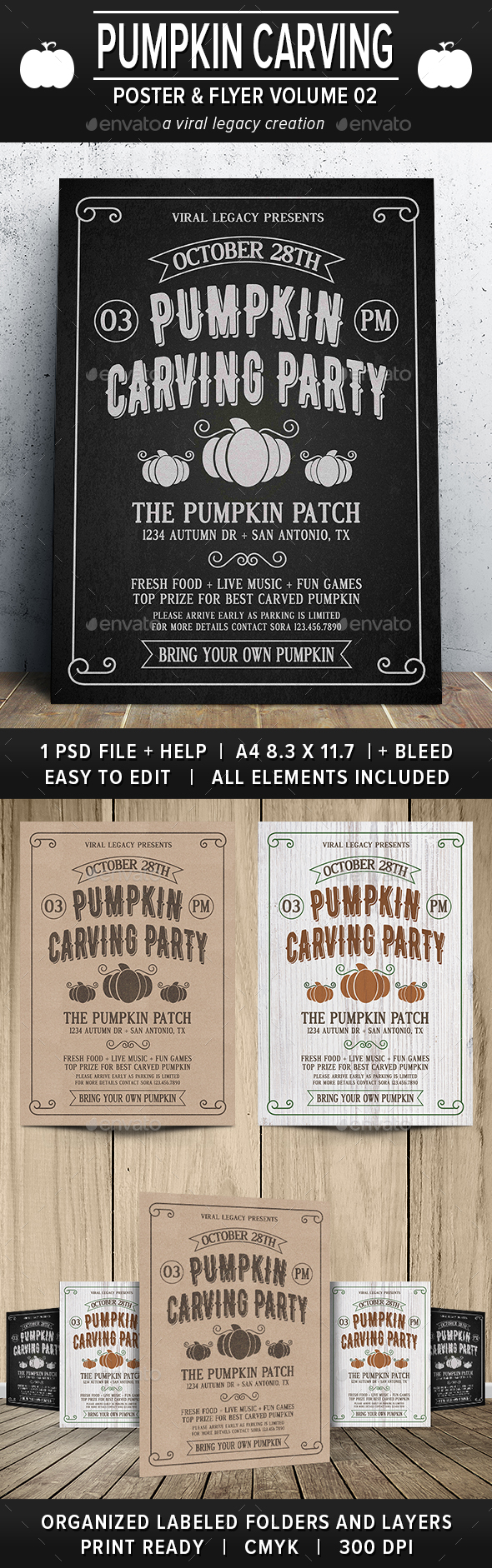 Pumpkin Carving Party Poster / Flyer V02 - Flyers Print Templates