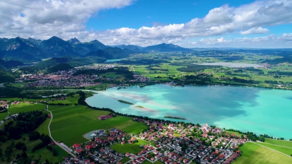 Panorama From the Air Forggensee and Schwangau, Germany, Bavaria alt