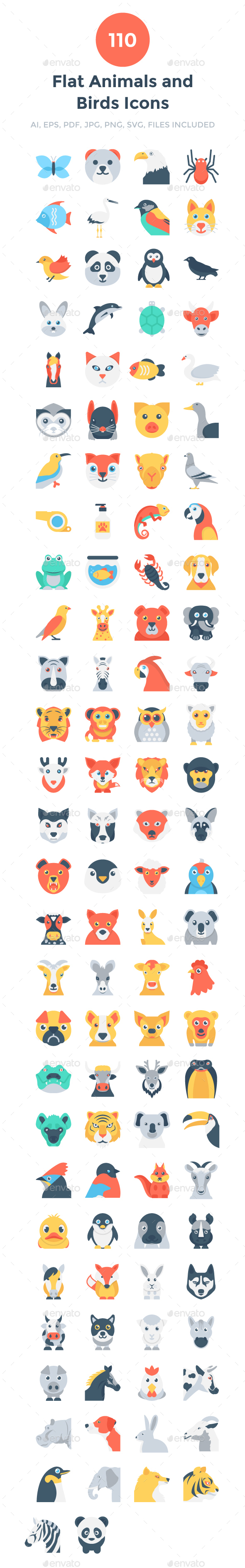 GraphicRiver 110 Flat Animals and Birds Icons 20694230 GraphicRiver 110 Flat Animals and Birds Icons 20694230