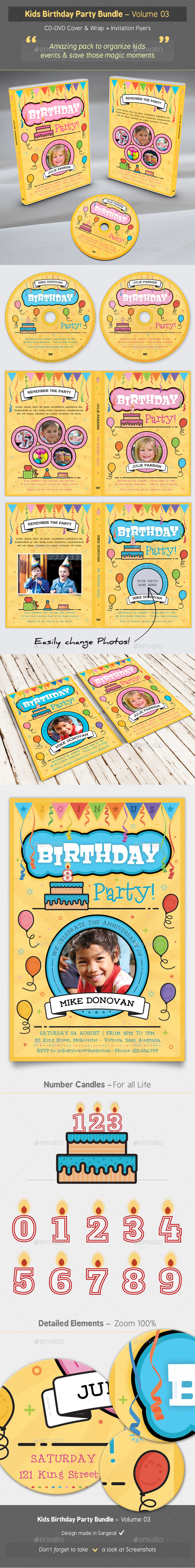 Kids Birthday Party Bundle - Volume 03 - Birthday Greeting Cards