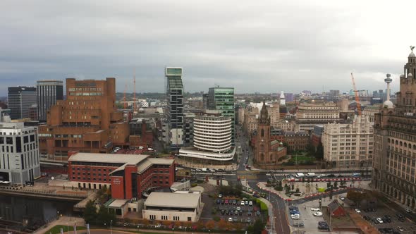 Beautiful Panorama of Liverpool Waterfront in the Evening Sunset alt