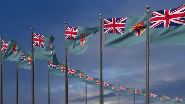 The Fiji Flags Waving In The Wind  - 2K alt