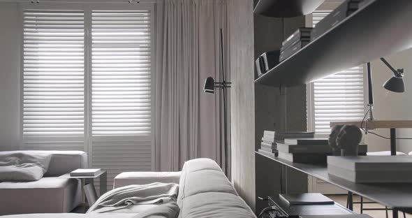 Modern Apartment with Furniture Design and Concrete Minimalist Living Room