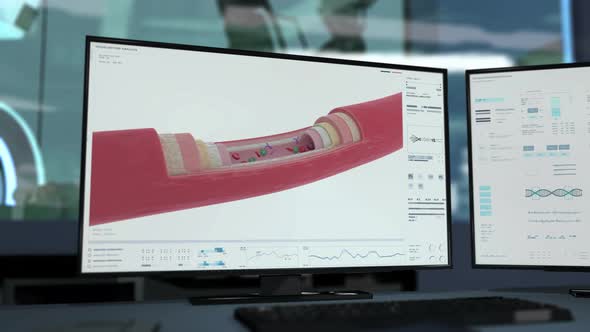 Scanner examines the covid infection cells inside of the patients blood alt