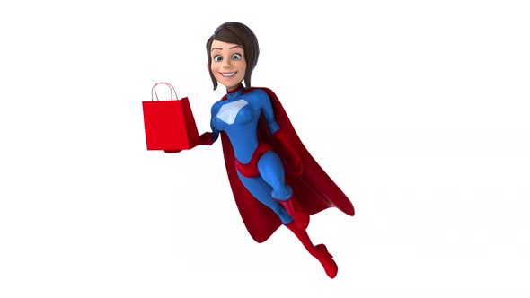 Fun 3D cartoon animation of a Super woman alt