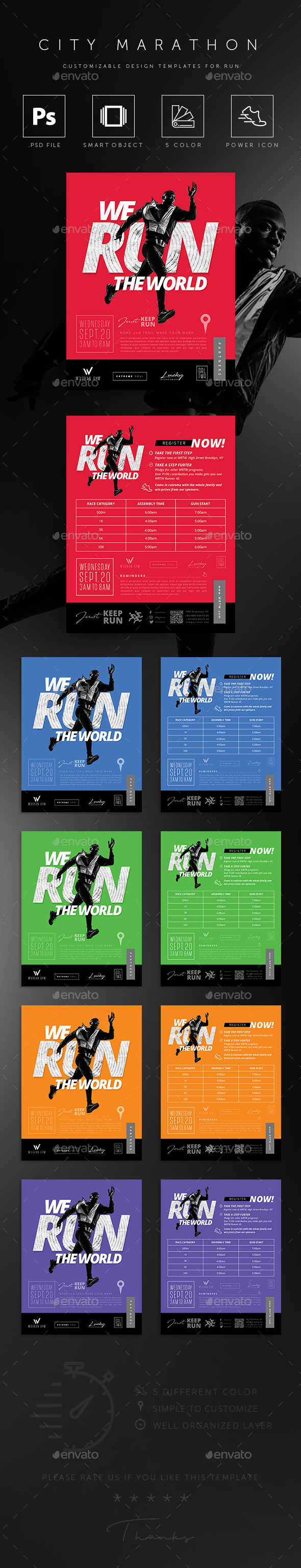 Run Marathon Event Poster / Flyer - Sports Events