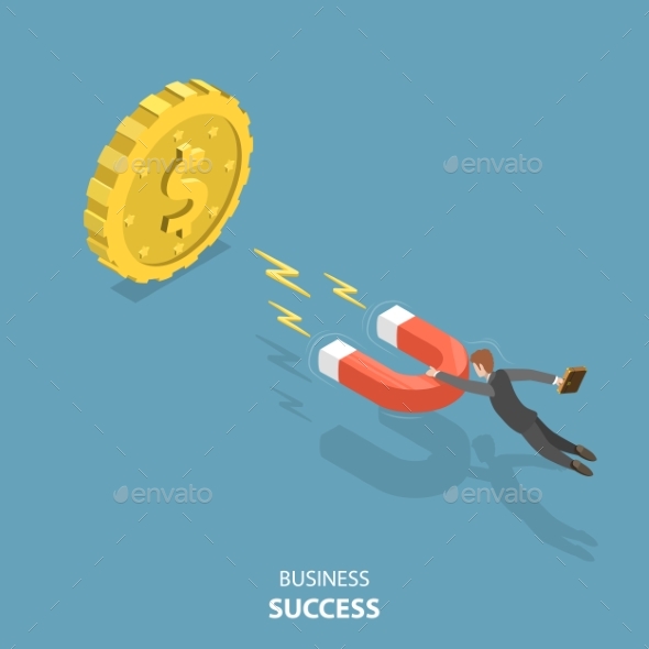 Business Success Flat Isometric Low Poly Vector Concept - Concepts Business