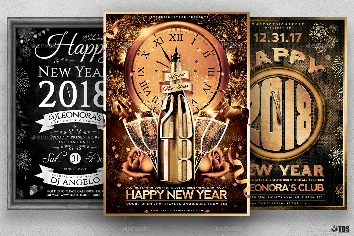 New Year Flyer Bundle by lou606 | GraphicRiver