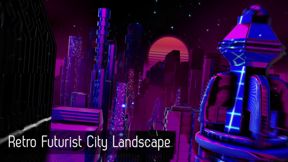 HD Retro Futuristic City Landscape