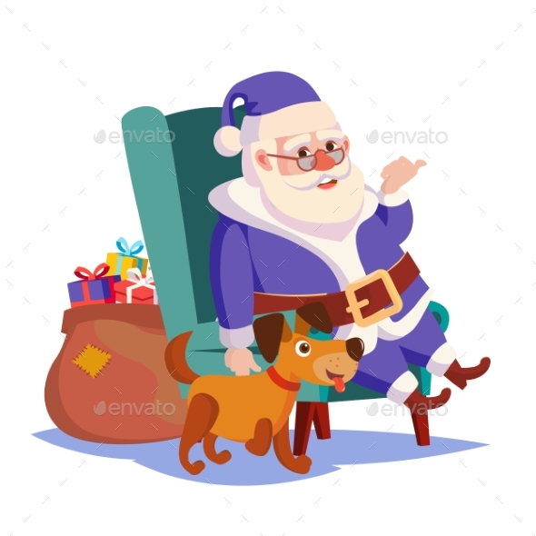 Santa Claus Sitting on Chair Vector - Christmas Seasons/Holidays